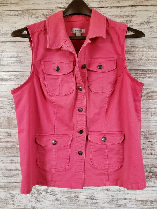 Christopher & Banks Jackets & Blazers - Christopher & Banks Hot Pink Denim Utility Vest